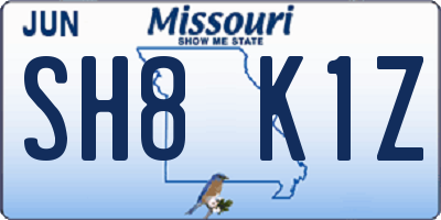 MO license plate SH8K1Z