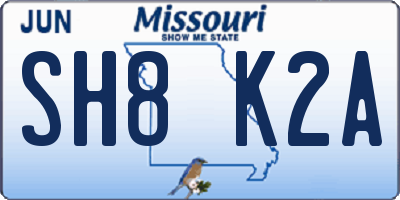 MO license plate SH8K2A