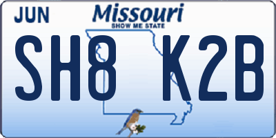 MO license plate SH8K2B