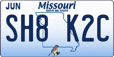 MO license plate SH8K2C