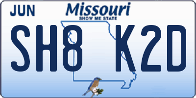 MO license plate SH8K2D