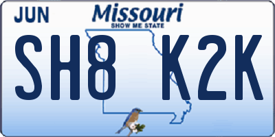 MO license plate SH8K2K