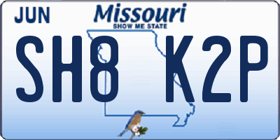 MO license plate SH8K2P
