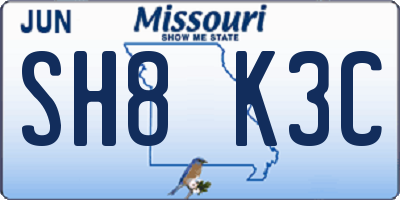 MO license plate SH8K3C