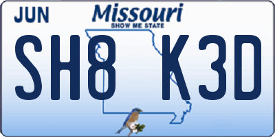 MO license plate SH8K3D