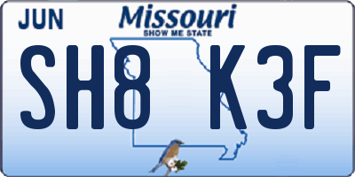 MO license plate SH8K3F