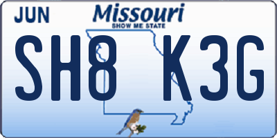 MO license plate SH8K3G