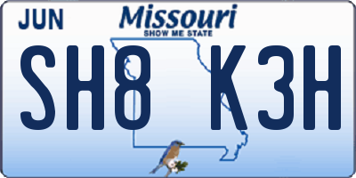 MO license plate SH8K3H