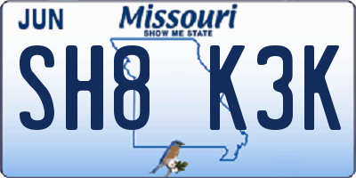 MO license plate SH8K3K