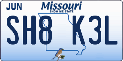 MO license plate SH8K3L
