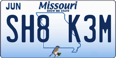 MO license plate SH8K3M