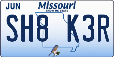 MO license plate SH8K3R