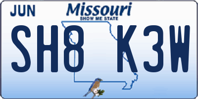 MO license plate SH8K3W