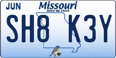 MO license plate SH8K3Y