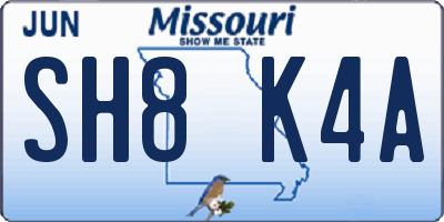 MO license plate SH8K4A