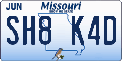 MO license plate SH8K4D