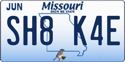MO license plate SH8K4E