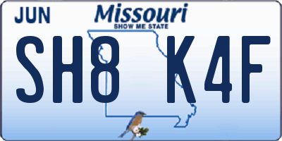 MO license plate SH8K4F