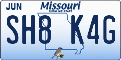 MO license plate SH8K4G
