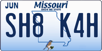 MO license plate SH8K4H