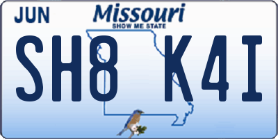MO license plate SH8K4I
