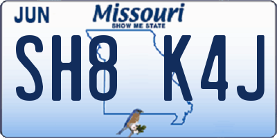 MO license plate SH8K4J