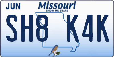 MO license plate SH8K4K