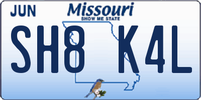 MO license plate SH8K4L