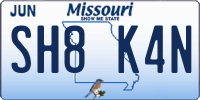 MO license plate SH8K4N