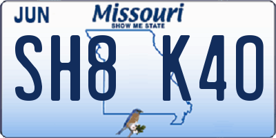 MO license plate SH8K4O