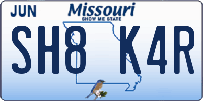 MO license plate SH8K4R