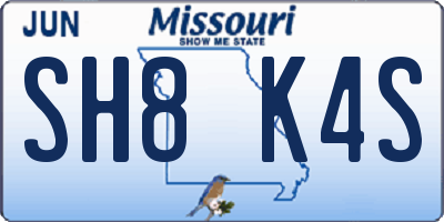 MO license plate SH8K4S