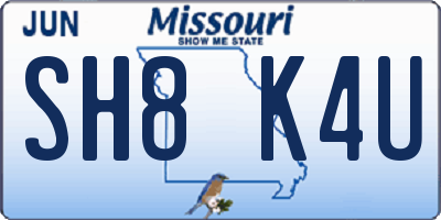 MO license plate SH8K4U