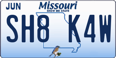 MO license plate SH8K4W