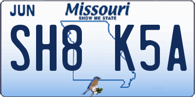 MO license plate SH8K5A