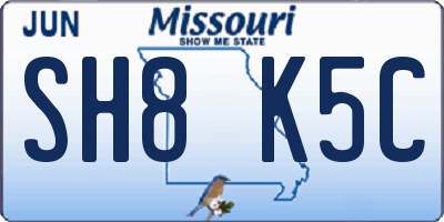 MO license plate SH8K5C