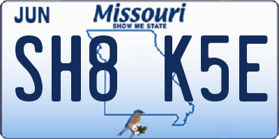MO license plate SH8K5E