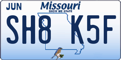 MO license plate SH8K5F