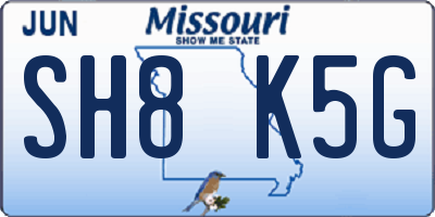 MO license plate SH8K5G