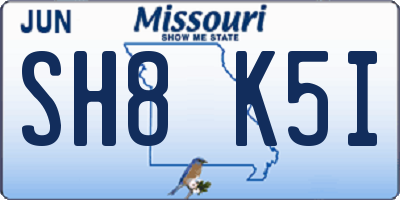 MO license plate SH8K5I
