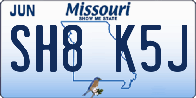 MO license plate SH8K5J
