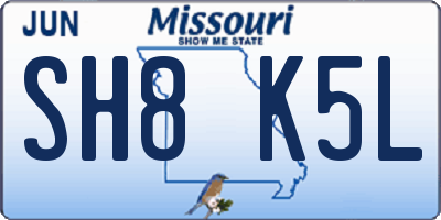 MO license plate SH8K5L