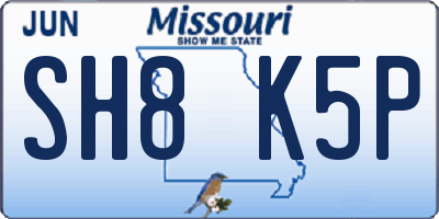 MO license plate SH8K5P