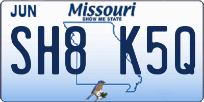 MO license plate SH8K5Q