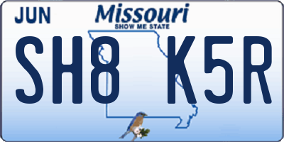 MO license plate SH8K5R