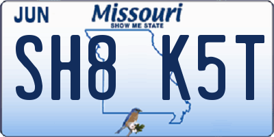 MO license plate SH8K5T
