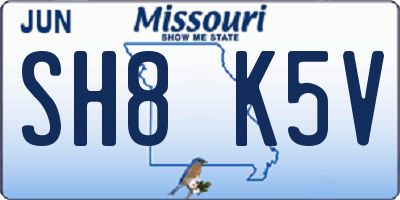 MO license plate SH8K5V