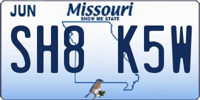 MO license plate SH8K5W