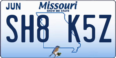 MO license plate SH8K5Z