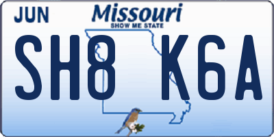 MO license plate SH8K6A